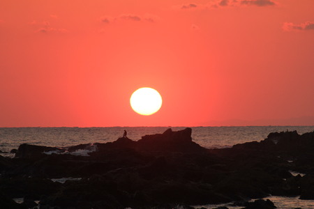 野島崎から見る夕陽